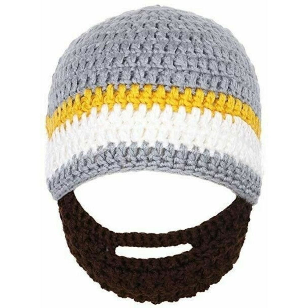 Baby Lumberjack / Hipster Cap Knitted Beanie W/ Detachable Beard, NEW, Adorable